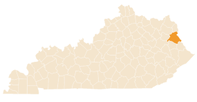 Map of Kentucky with county highlighted