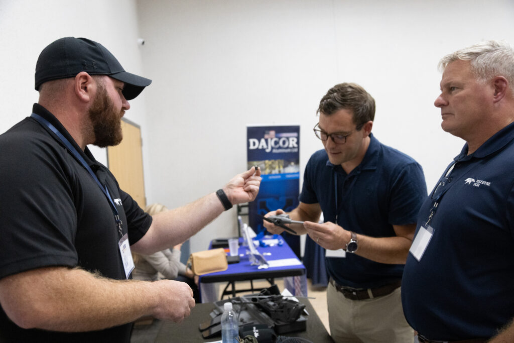 Kyle Taylor, Teledyne Operations Group Leader, explains its signature drone and later deployed it inside the center.